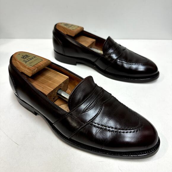 FULL RESOLE Alden 683 Full Strap Penny Loafer Brown Burgundy Calf Made USA 9.5 - Picture 5 of 12